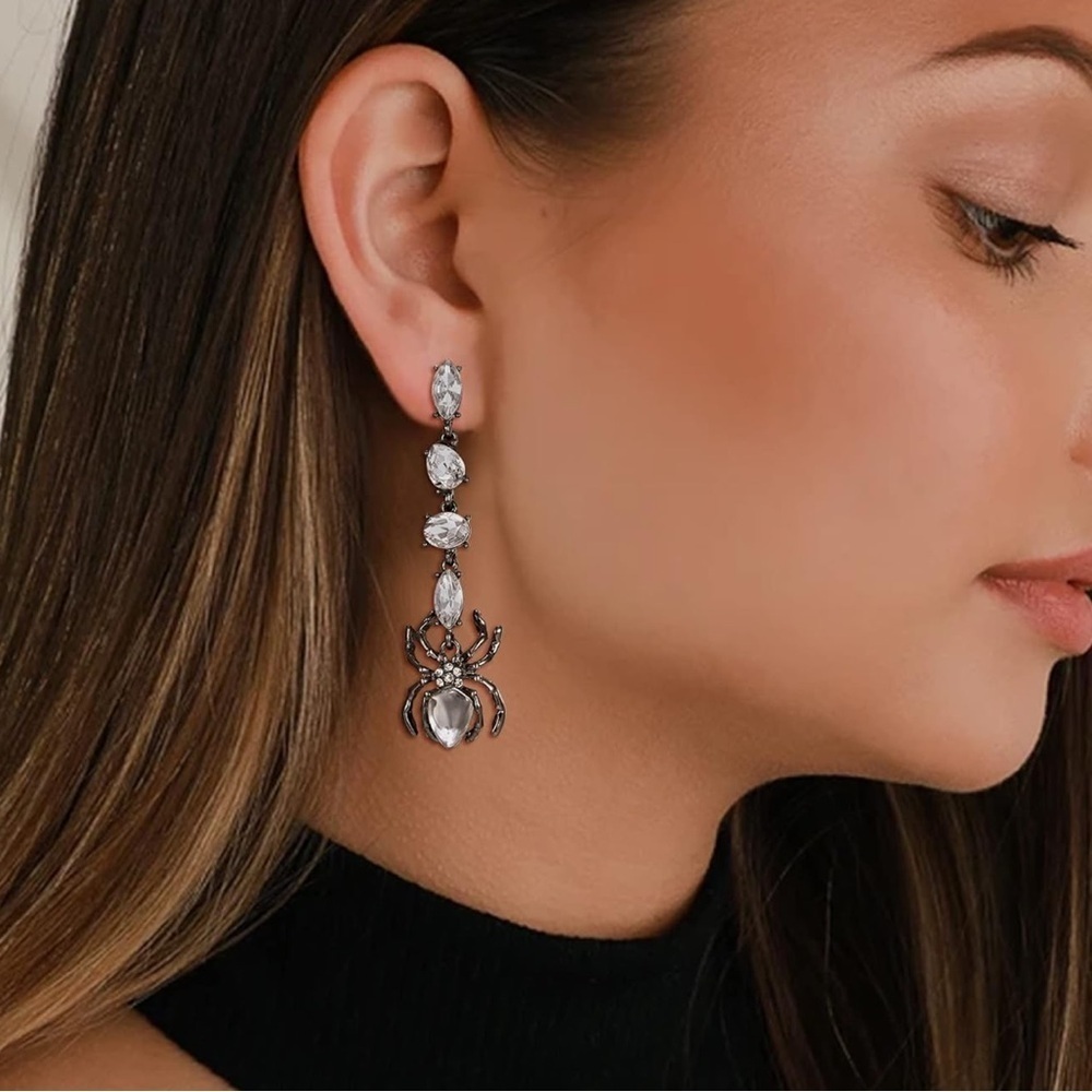 Gothic Spider Crystal Earrings